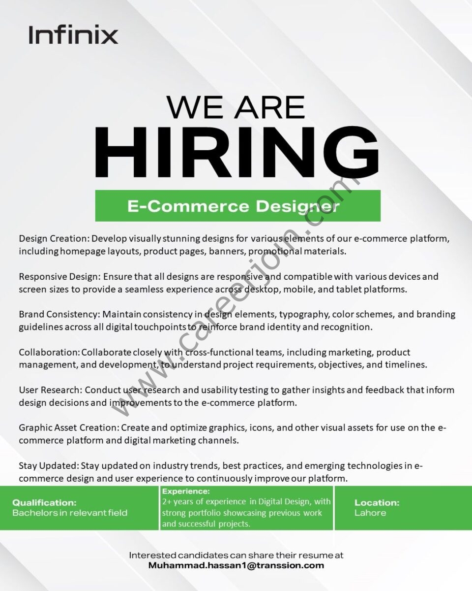 Infinix Pakistan Jobs E-Commerce Designer 1