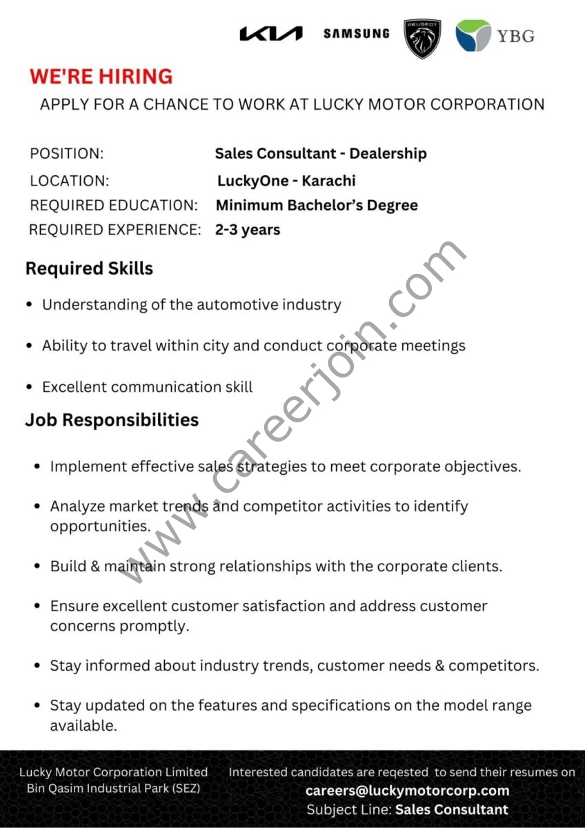 Lucky Motor Corporation Jobs Sales Consultant Dealership 1