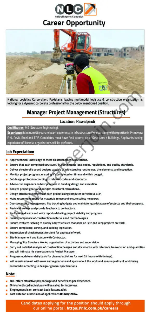 National Logistics Corporation NLC Jobs Manager Project Management (Structures) 1