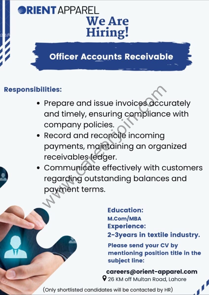 Orient Group Of Companies Jobs Officer Accounts Receivable 1