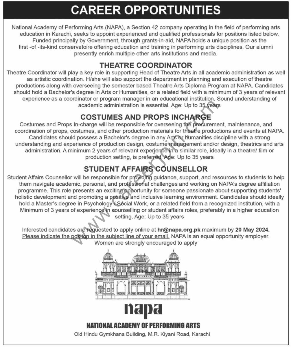 National Acadmey of Performing Arts NAPA Jobs 05 May 2024 Dawn 1
