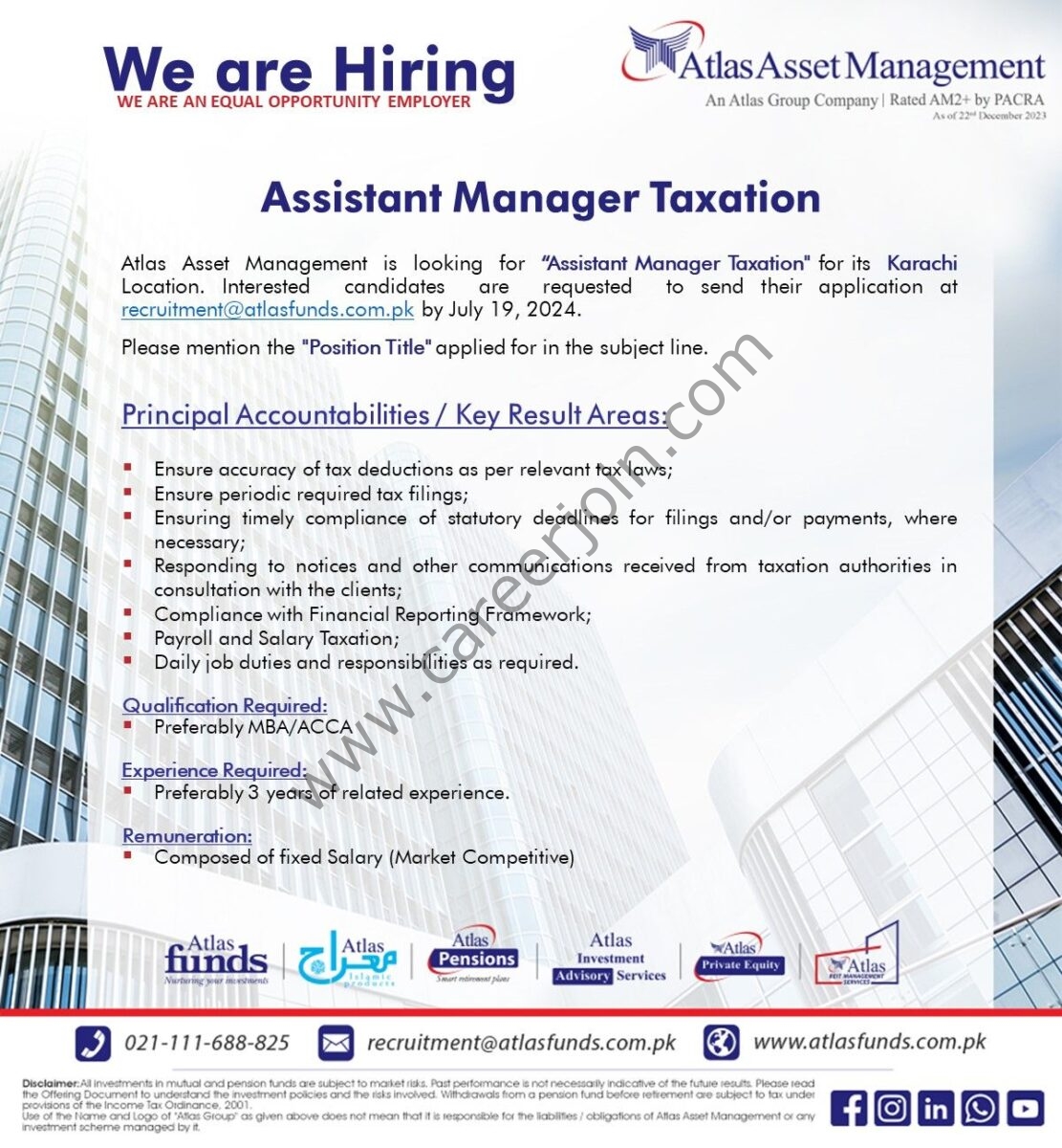 Atlas Asset Management Limited Jobs Assistant Manager Taxation 1