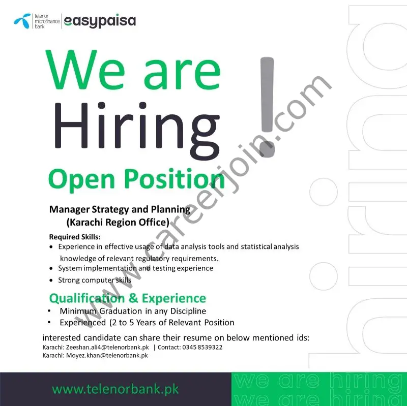 Easy Paisa Jobs Manager Strategy & Planning 1
