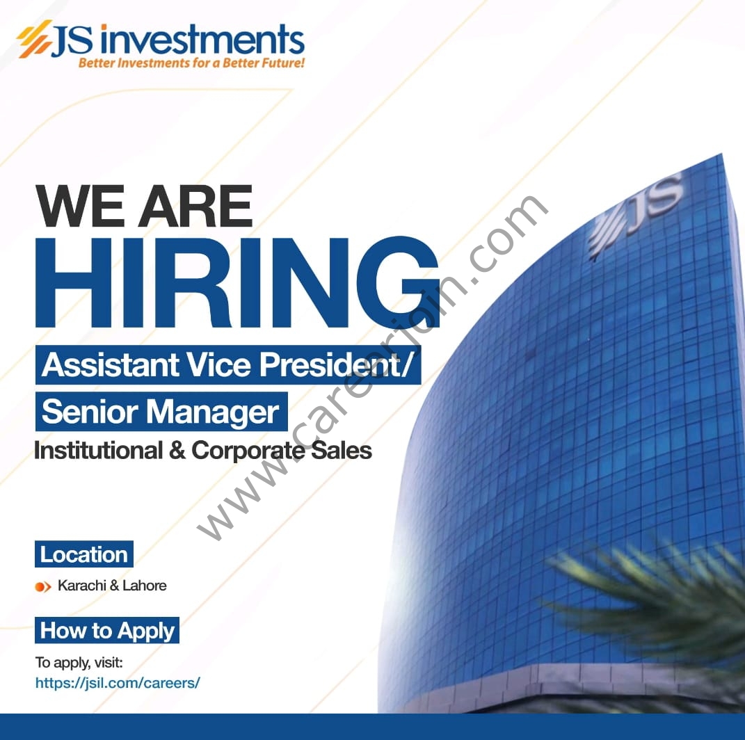 JS Investments Jobs Assistant Vice President/Senior Manager Institutional & Corporate Sales 1