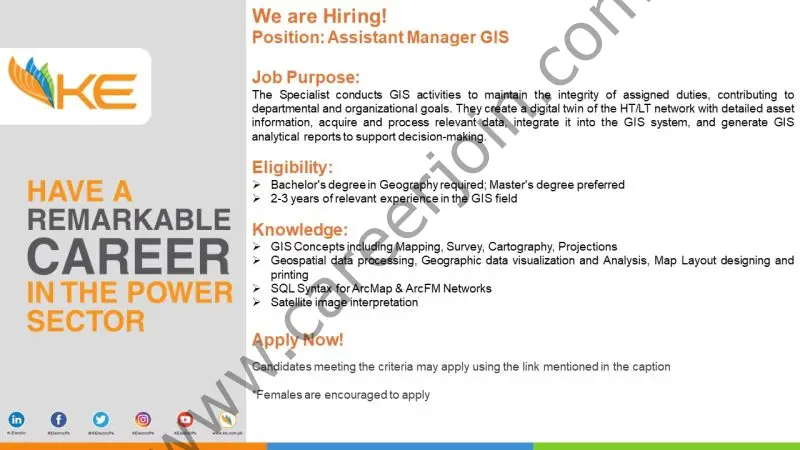 K-Electric Pvt Ltd Jobs Assistant Manager GIS 1