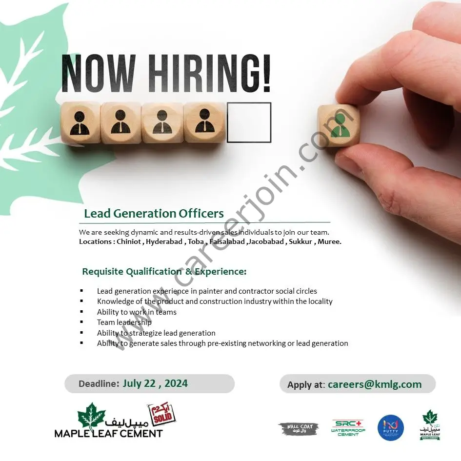 Maple Leaf Cement Factory Ltd Jobs July 2024 1