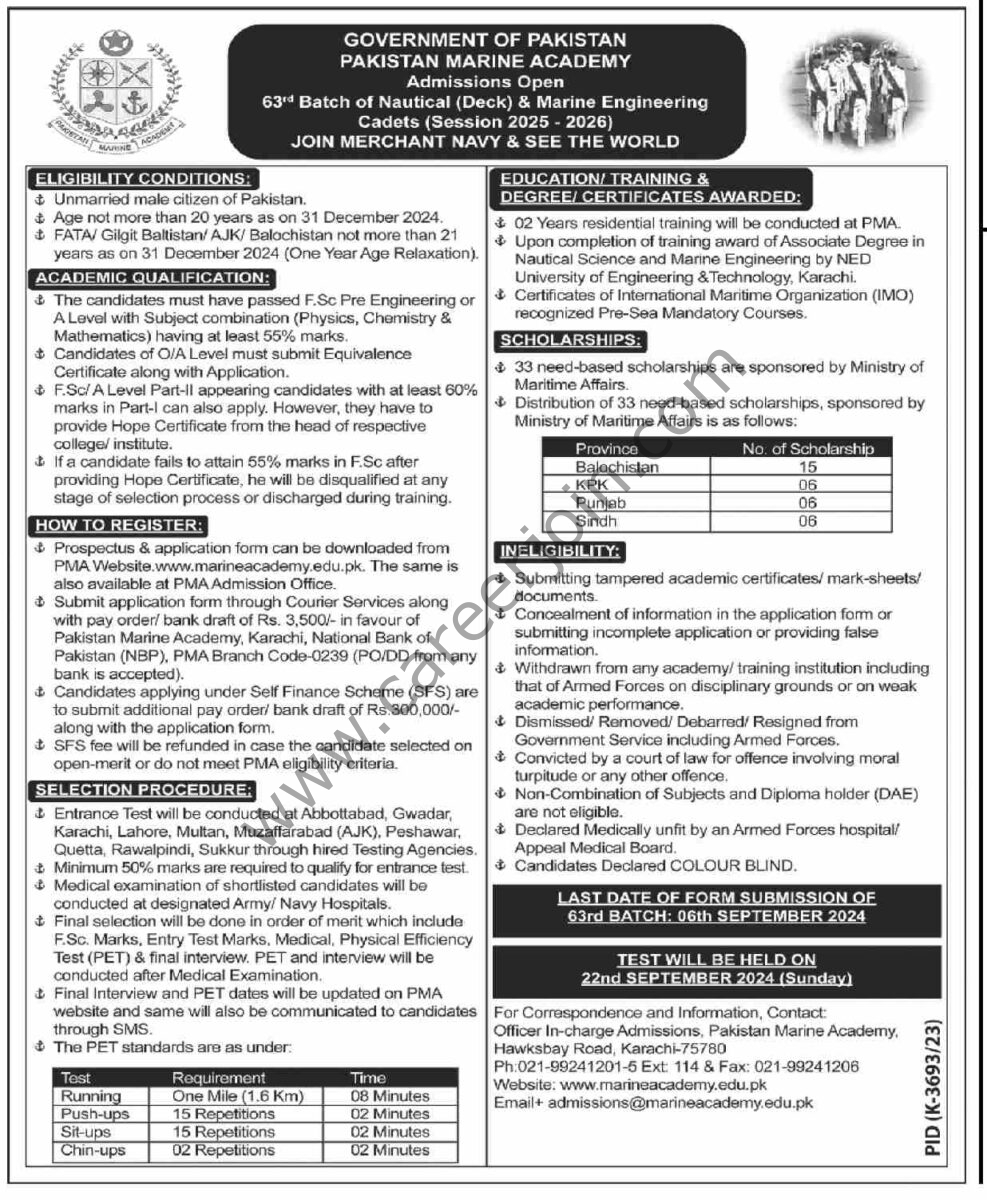 Pakistan Marine Academy Jobs 30 June 2024 Dawn 1