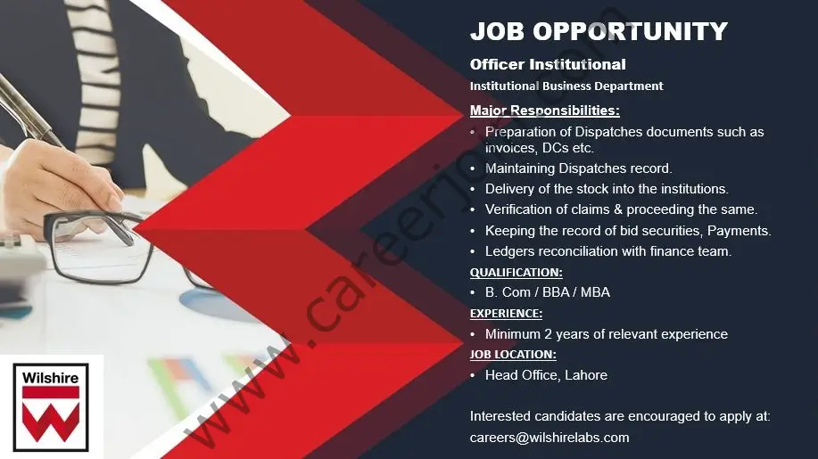 Wilshire Laboratories Jobs Officer Institutional 1