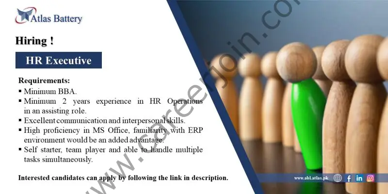 Atlas Battery Ltd Jobs HR Executive 1