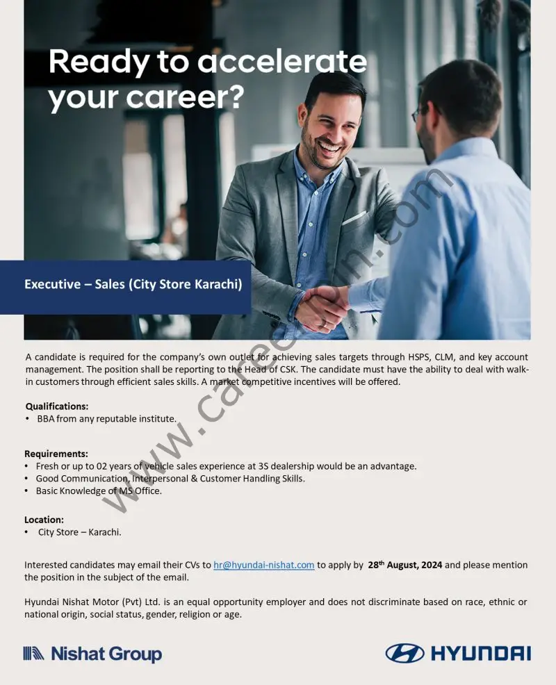 Hyundai Nishat Motor Pvt Ltd Jobs Executive Sales 1