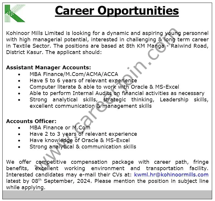 Kohinoor Mills Limited Jobs September 2024 1
