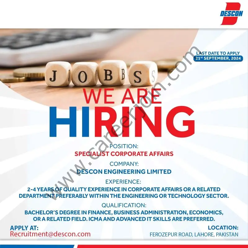 Descon Engineering Pvt Ltd Jobs September 2024 3