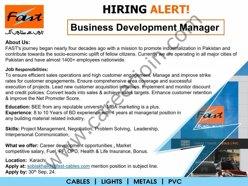 Fast Cables Limited Jobs Business Development Manager 1