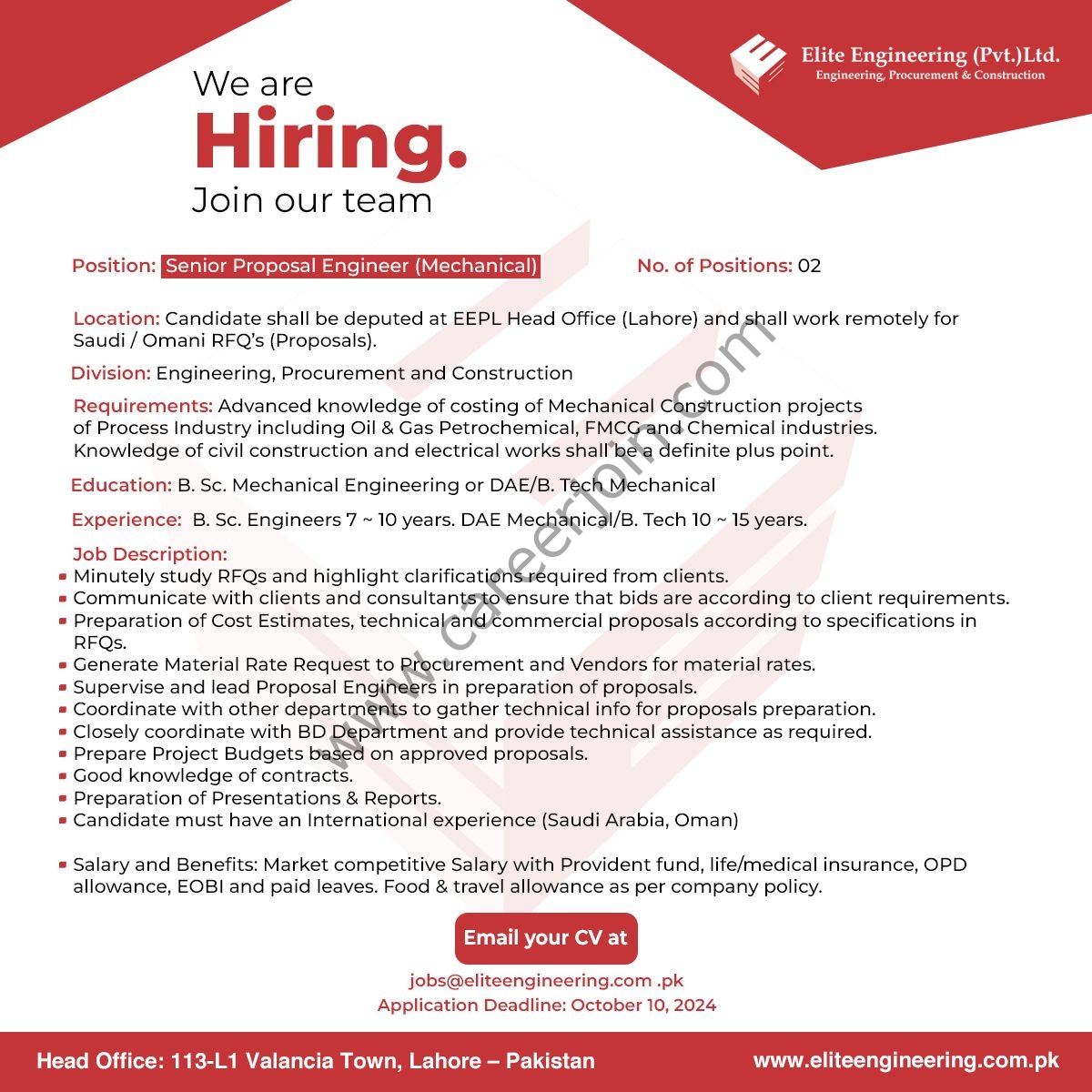 Elite Engineering Pvt Ltd Jobs Sr Proposal Engineer 1