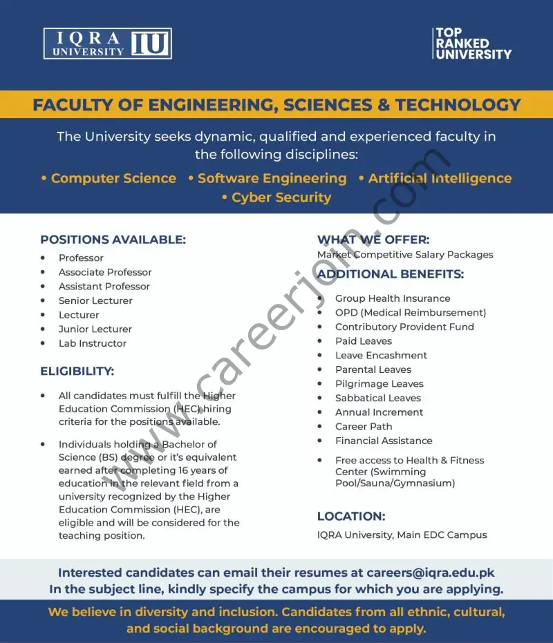 Iqra University Jobs October 2024 1