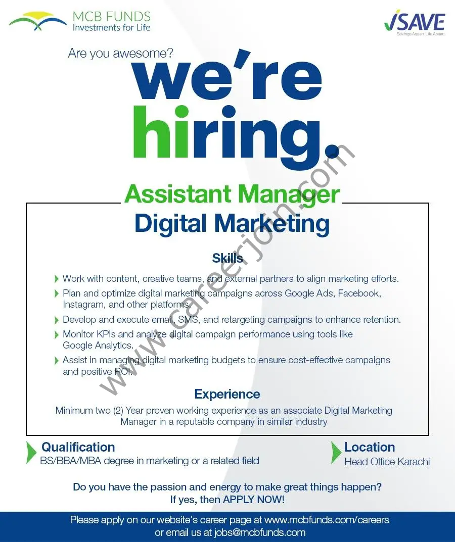 MCB Funds Jobs Assistant Manager Digital Marketing 1