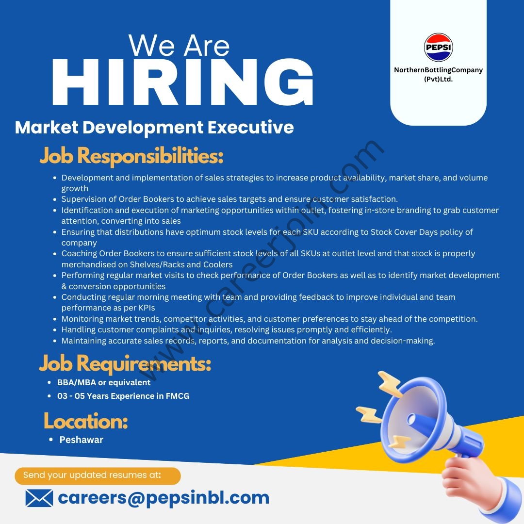 PEPSI Northern Bottling Company Pvt Ltd Jobs Market Development Executive pepsi-northern-bottling-company-pvt-ltd-jobs-market-development-executive