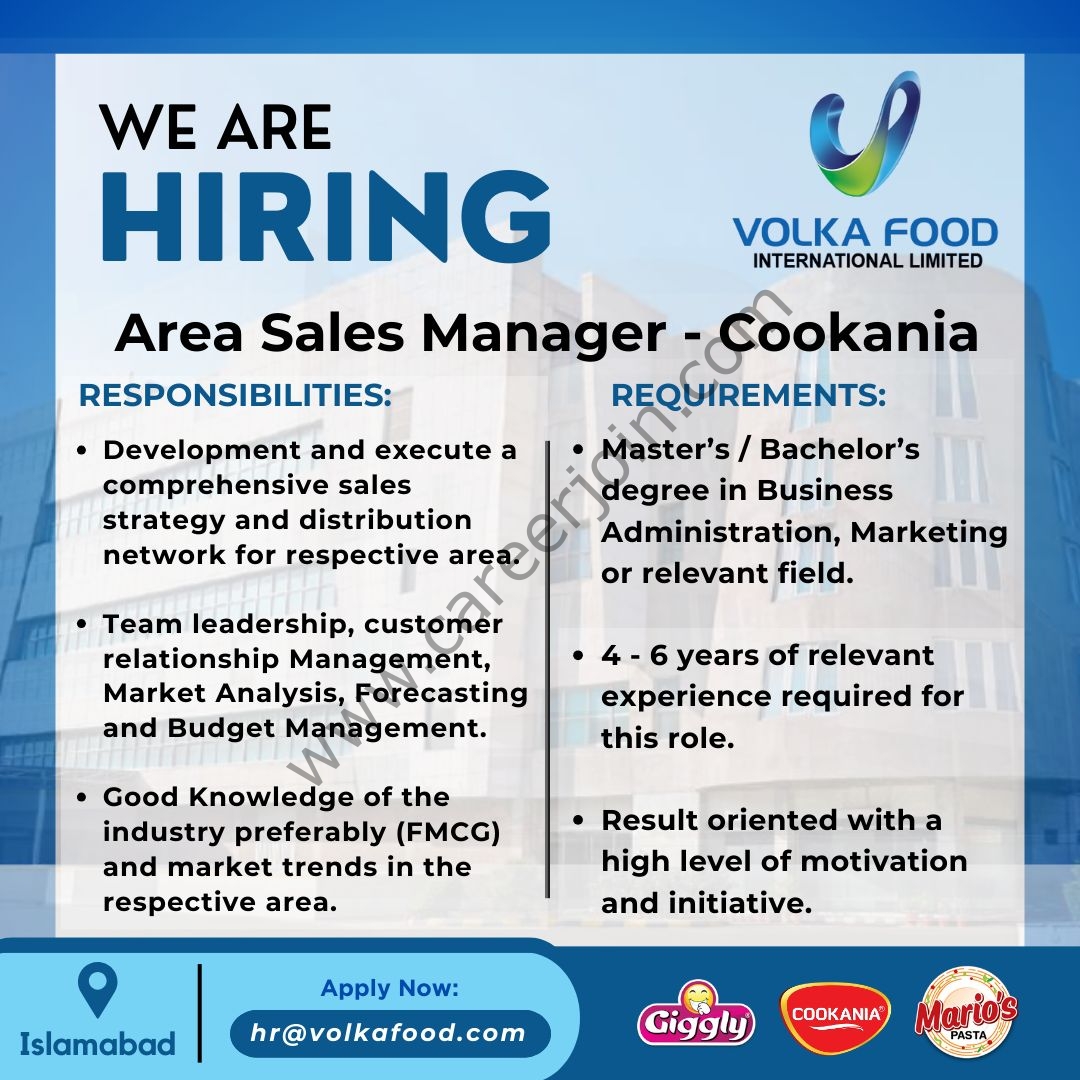 Volka Food International Ltd Jobs Area Sales Manager 1