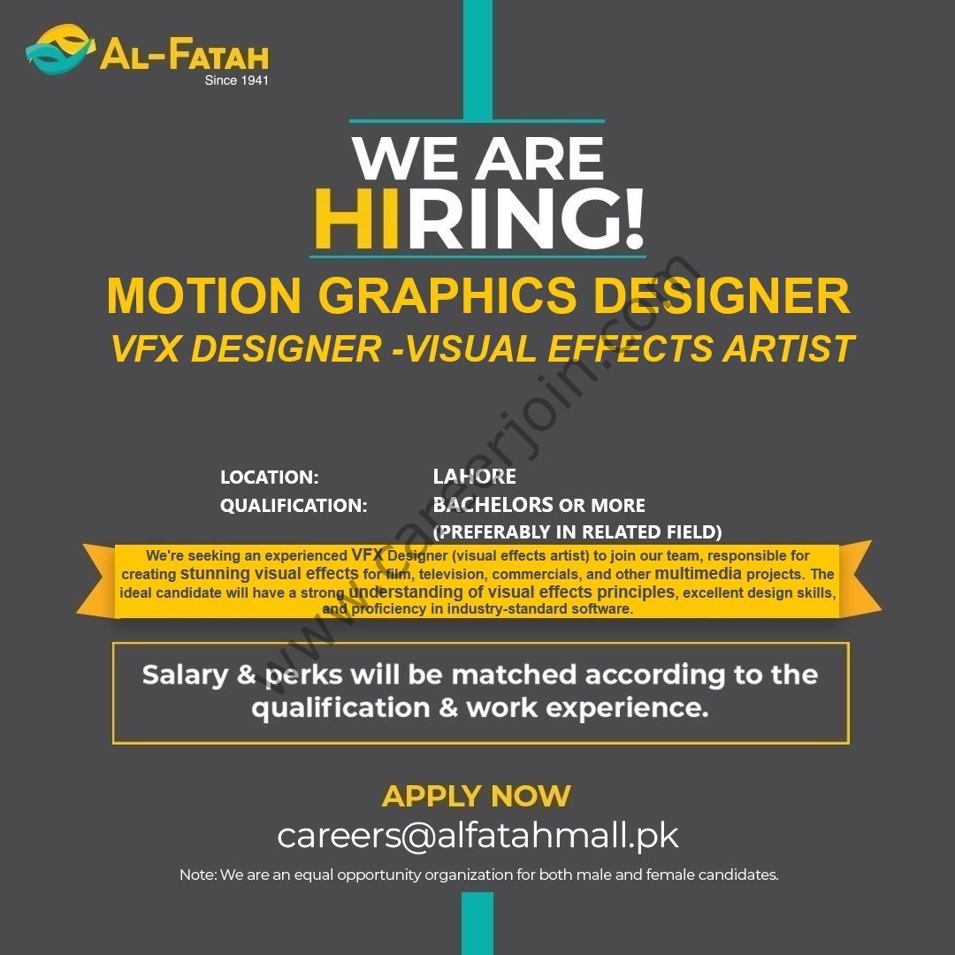 Al Fatah Shopping Malls Jobs Motion Graphics Designer /VFX Designer 1