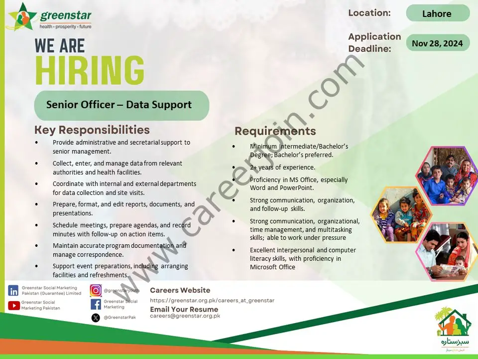 Greenstar Social Marketing (Guarantee) Limited Jobs Senior Officer Data Support 1