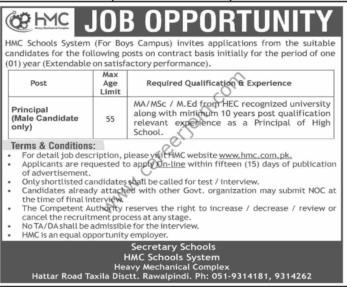HMC Schools System Jobs Principal