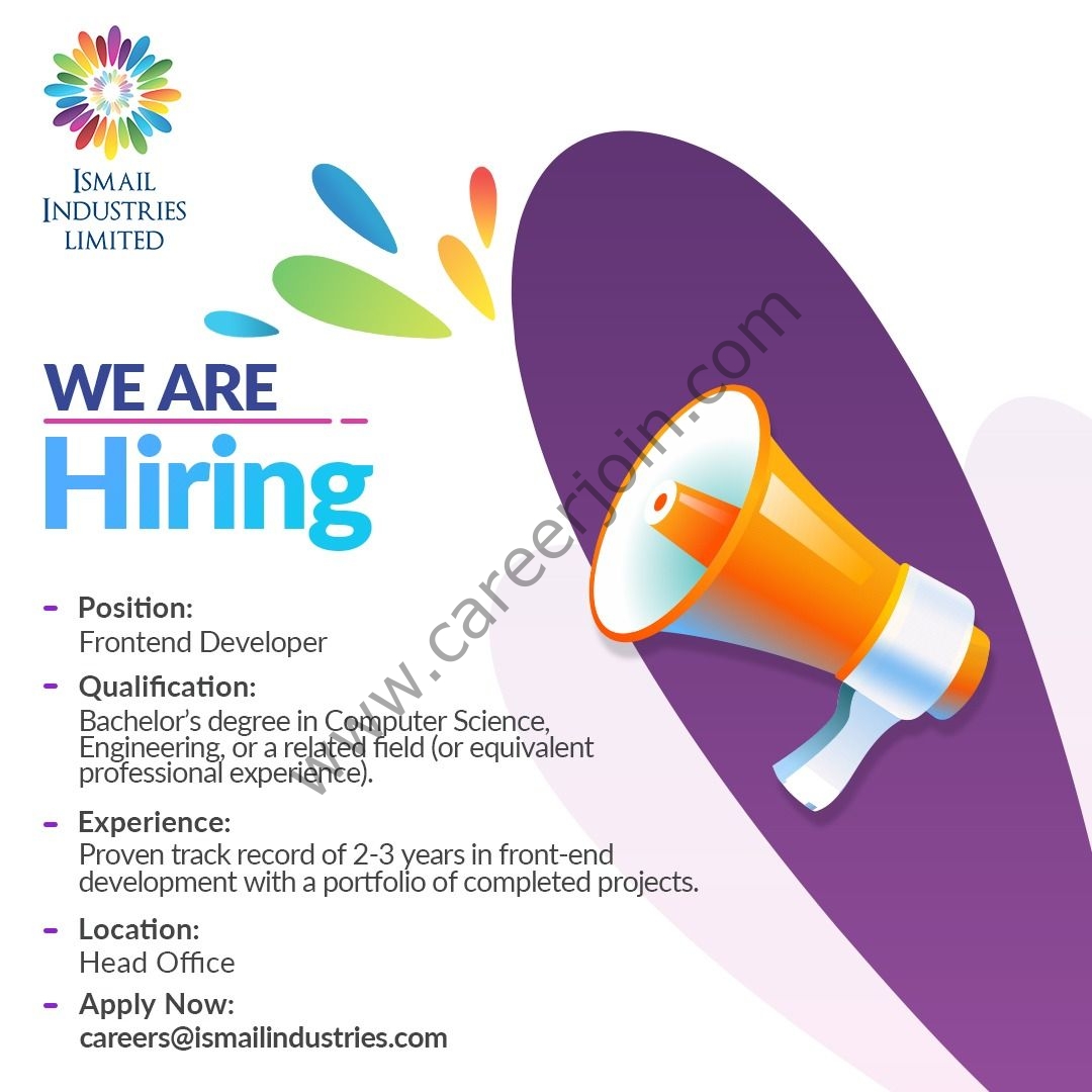 Ismail Industries Limited IIL Jobs Frontend Developer 1