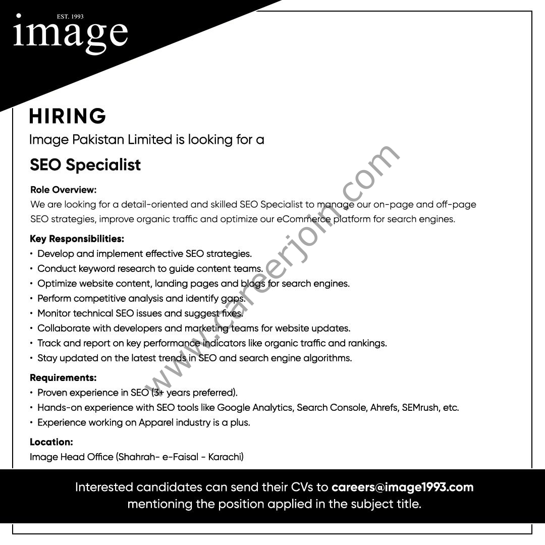 Image Pakistan Limited Jobs SEO Specialist 1