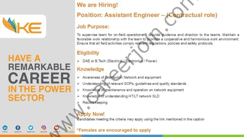 K-Electric Pvt Ltd Jobs Assistant Engineer 1