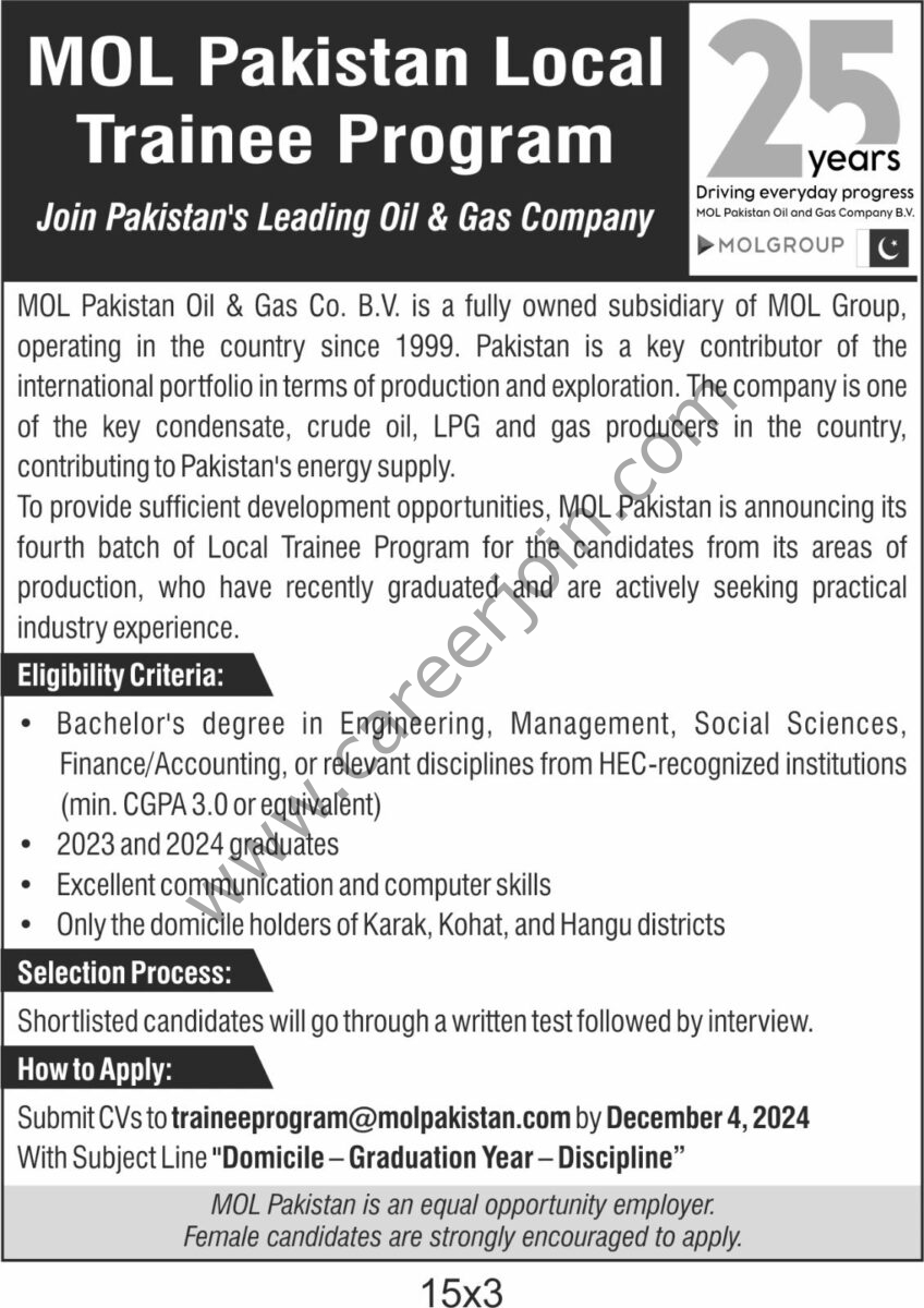 MOL Pakistan Oil & Gas Co Jobs 25 November 2024 1