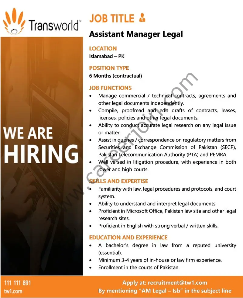Transworld Associates Jobs Assistant Manager Legal 1