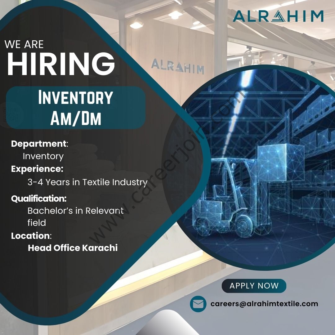 Al Rahim Textile Industries Ltd Jobs Inventory AM/DM 1