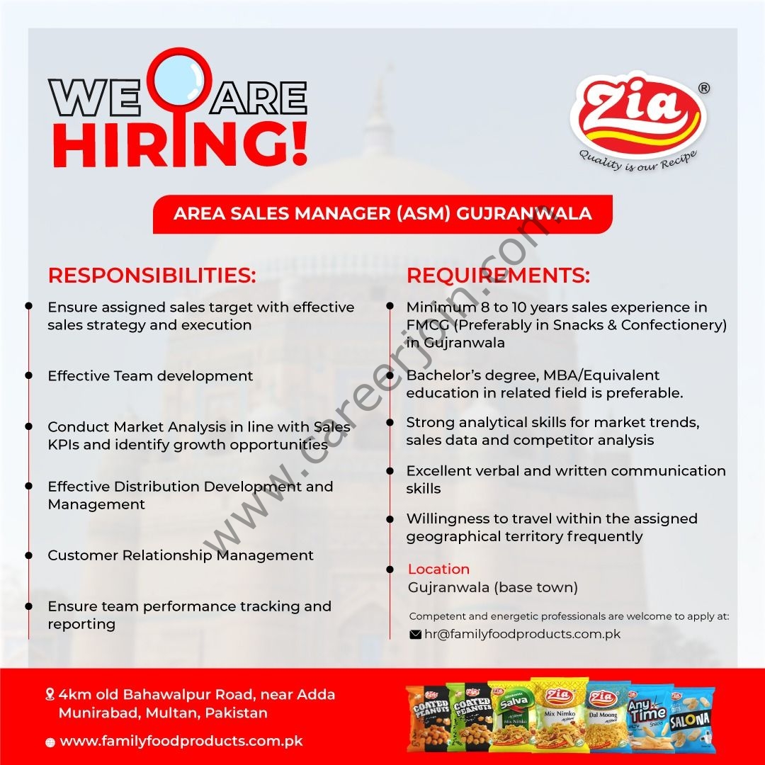 Zia Family Food Products Jobs Area Sales Manager (ASM) 1