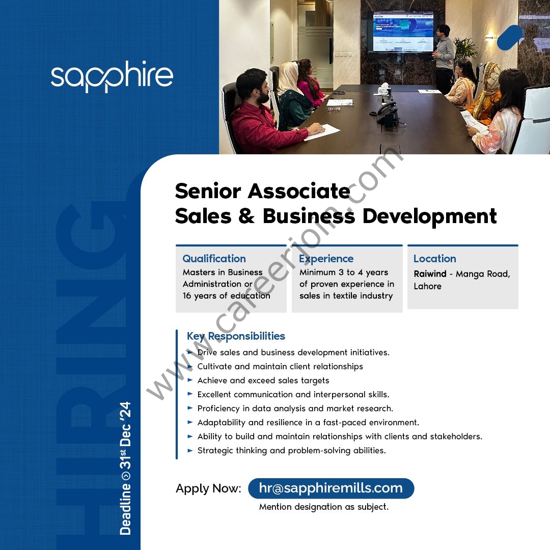 Sapphire Mills Jobs December 2024 2