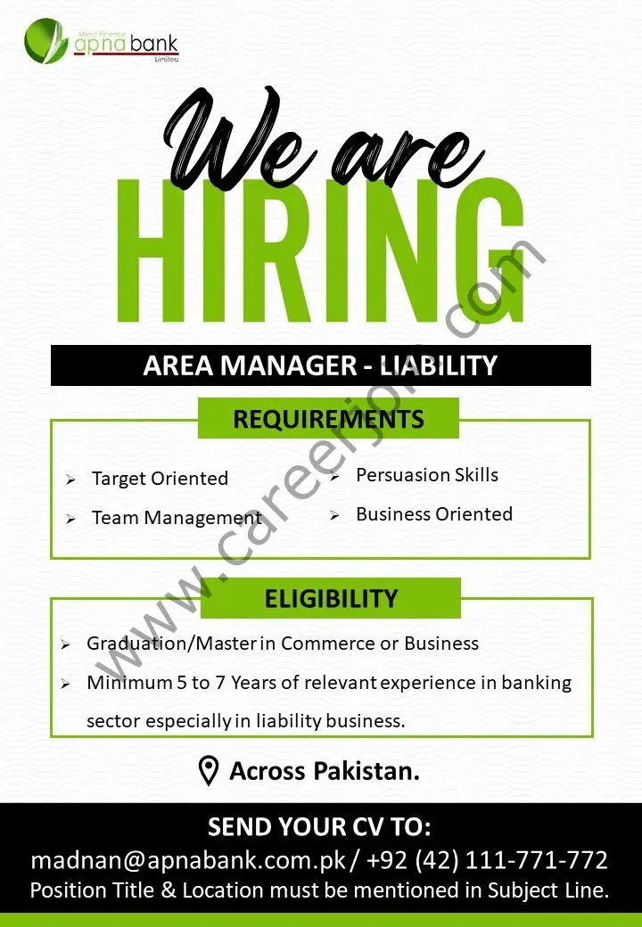 APNA Microfinance Bank Jobs Janaury 2025 1