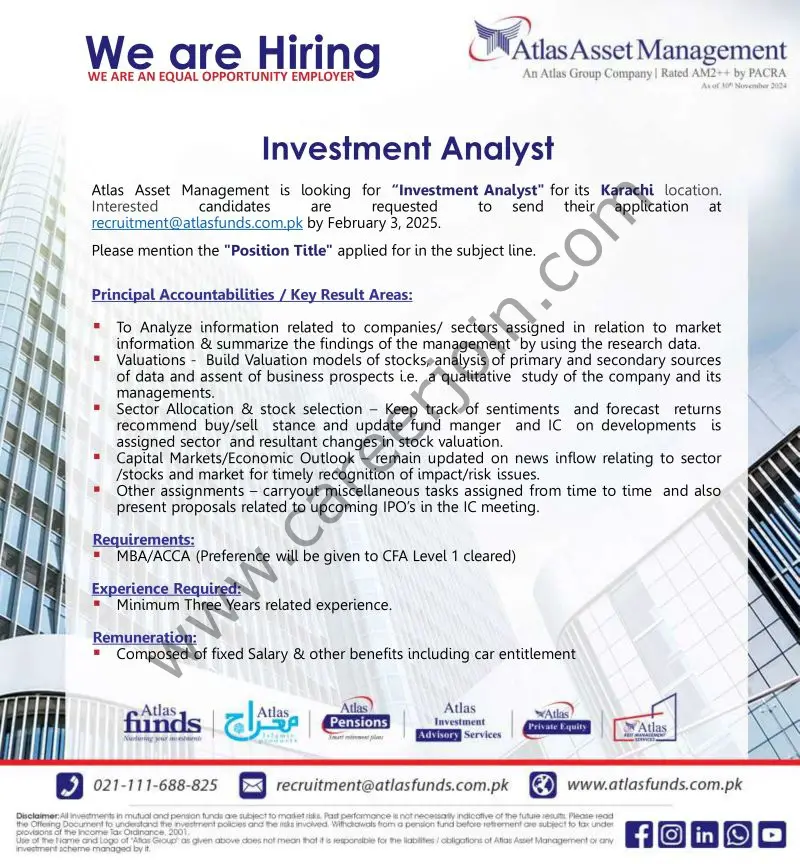 Atlas Asset Management Jobs Investment Analyst 1