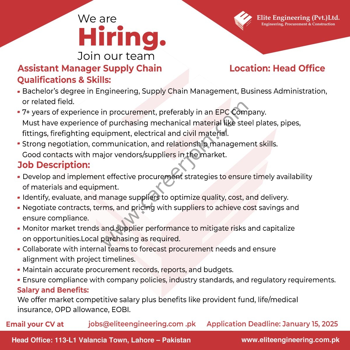 Elite Engineering Pvt Ltd Jobs Assistant Manager Supply Chain 1