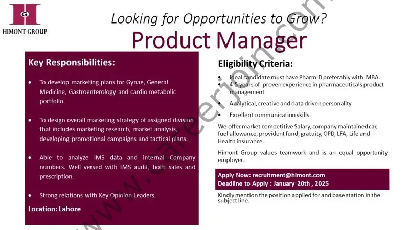 Himont Group Jobs Product Manager 1
