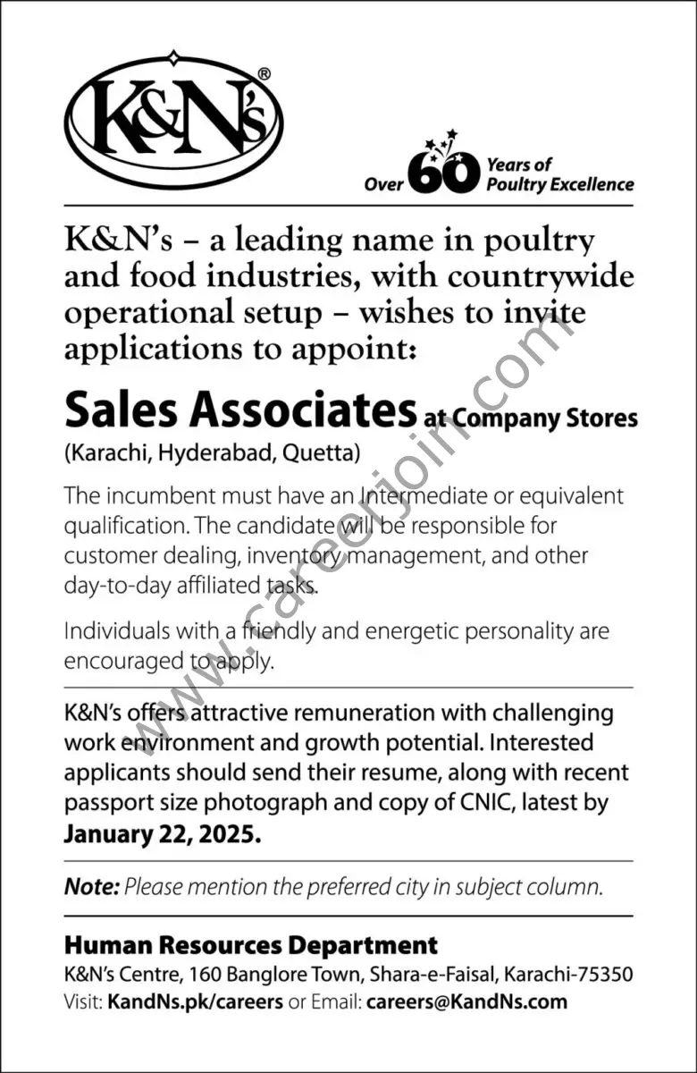K&N's Pakistan Jobs Sales Associates