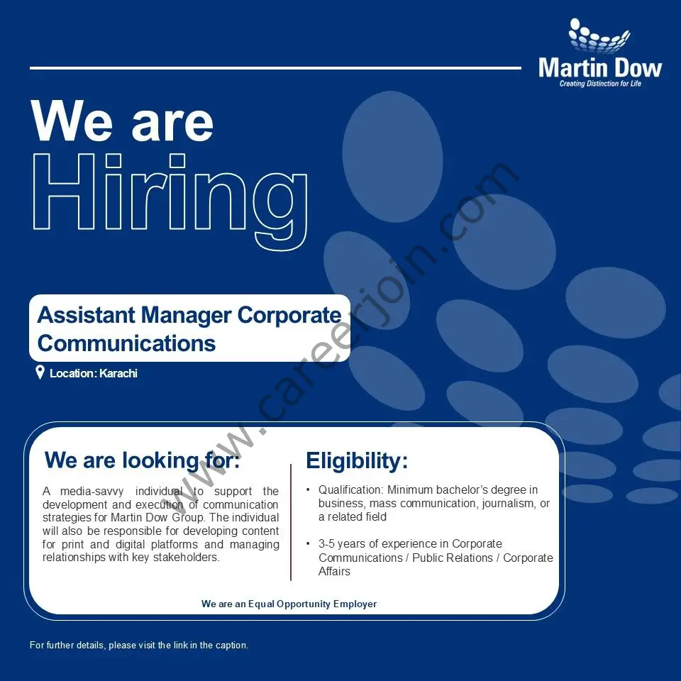Martin Dow Limited Jobs Assistant Manager Corporate Communications 1