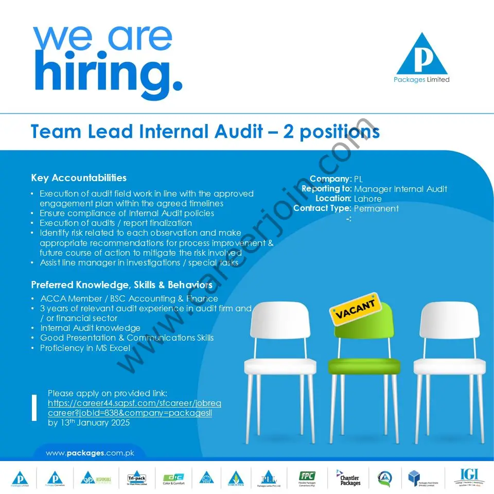 Packages Group Jobs Team Lead Internal Audit 1