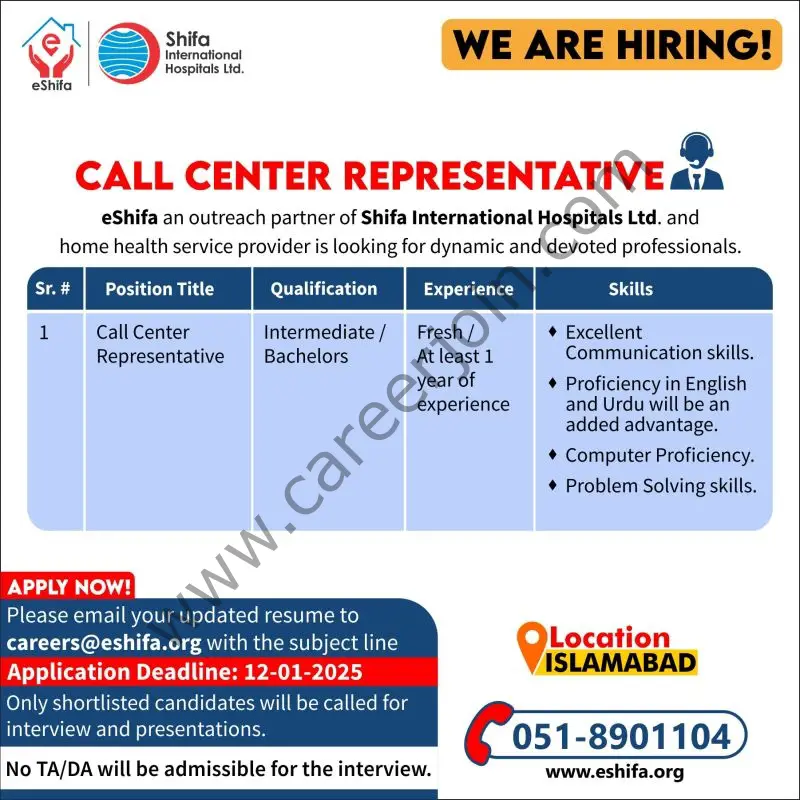 eShifa Jobs Call Center Representative 1