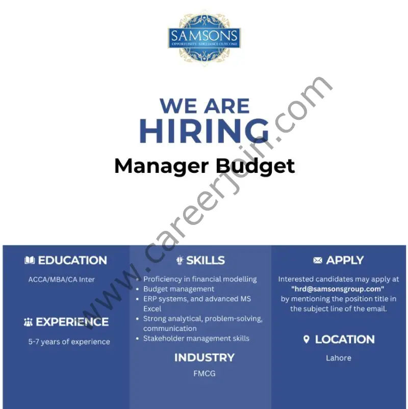 Samsons Group Jobs Manager Budget 1