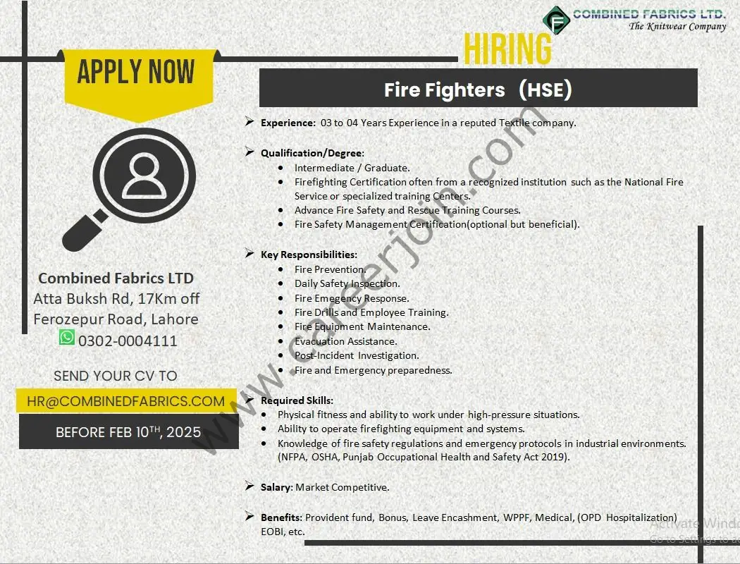 Combined Fabrics Limited Jobs Fire Fighters 1