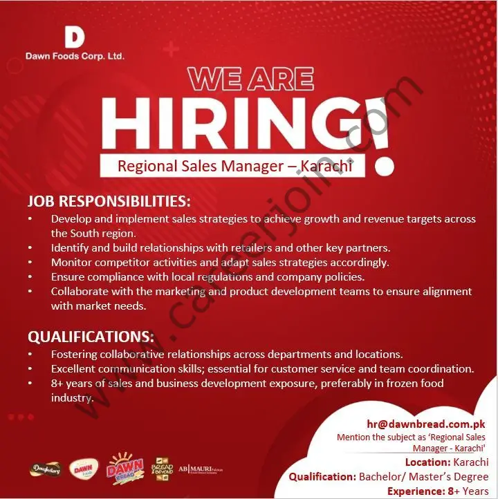 Dawn Foods Corp Ltd Jobs Regional Sales Manager 1