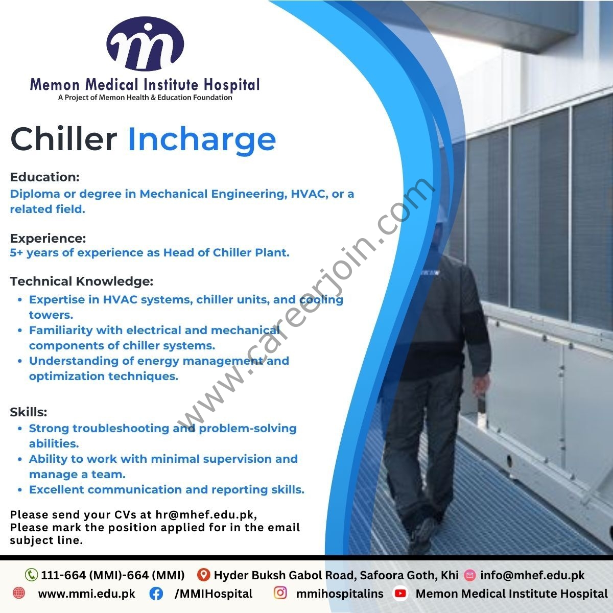 Memon Medical Institute Hospital Jobs Chiller Incharge 1