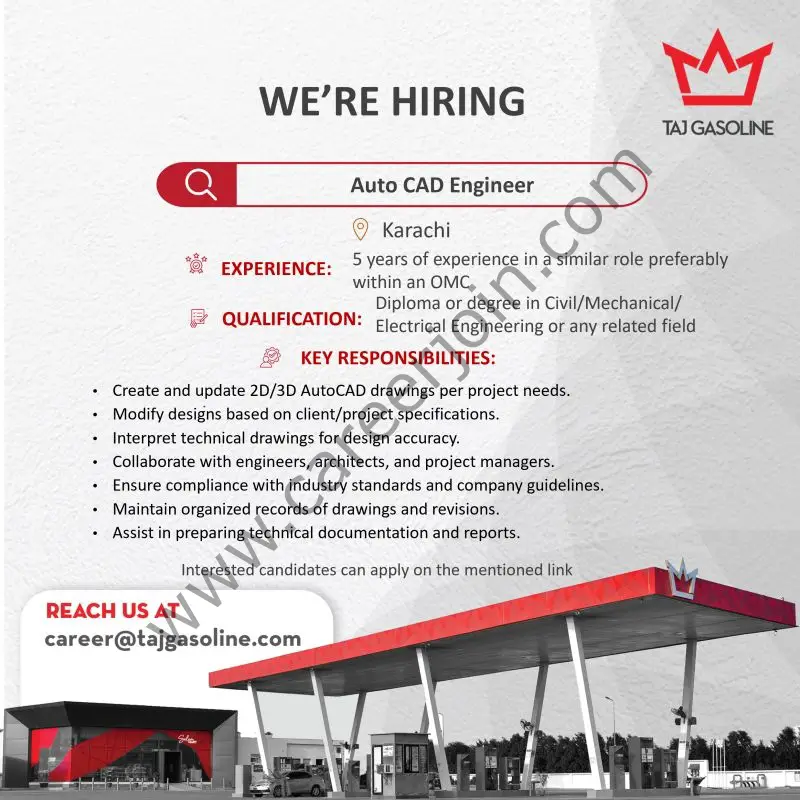 Taj Gasoline Jobs Auto CAD Engineer 1