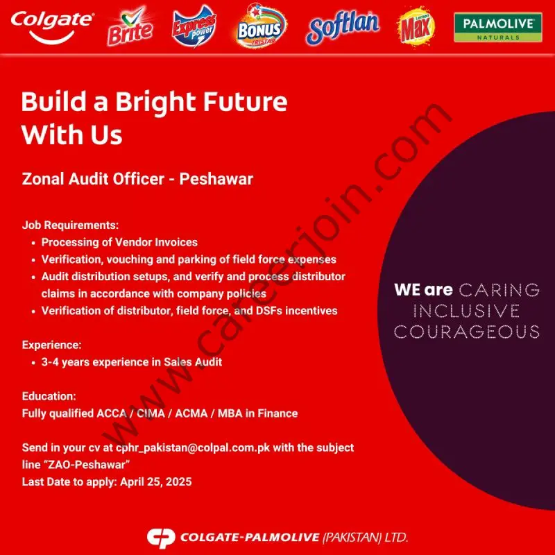 Colgate Pamolive Pakistan Jobs Zonal Audit Officer 1