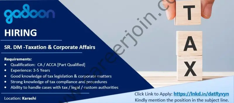 Gadoon Textile Mills Limited Jobs Sr DM Taxation & Corporate Affairs 1