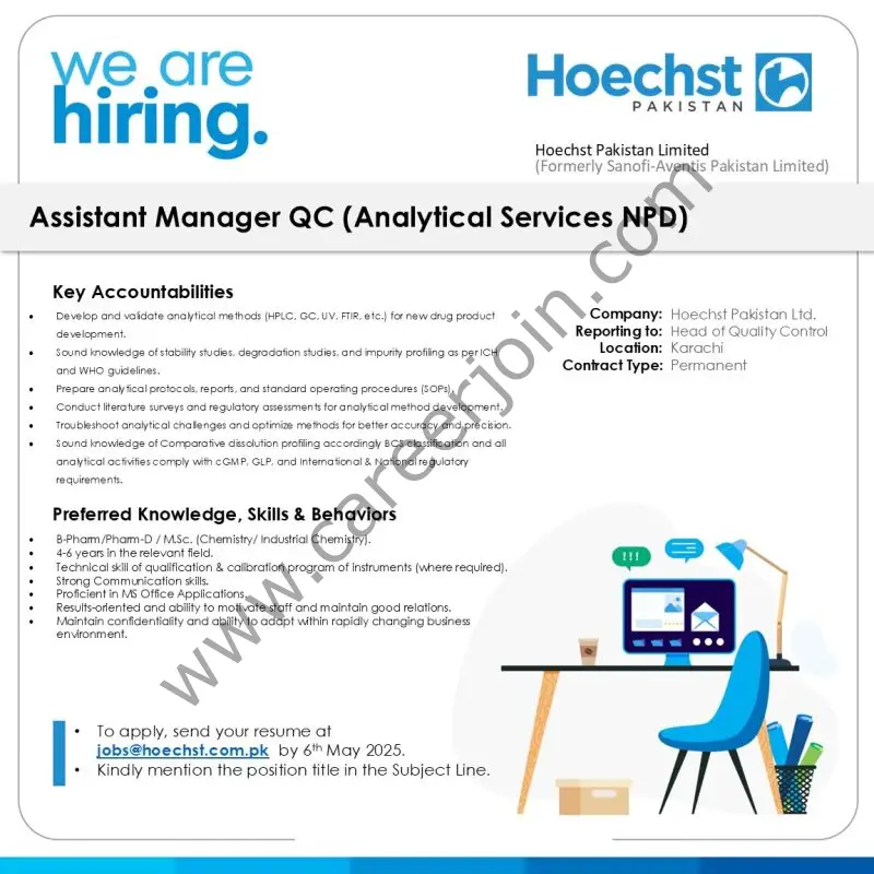 Hoechst Pakistan Ltd Jobs Assistant Manager QC 1