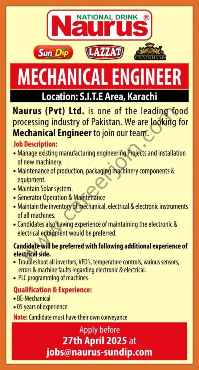 Naurus Pvt Ltd Jobs Mechanical Engineer 1
